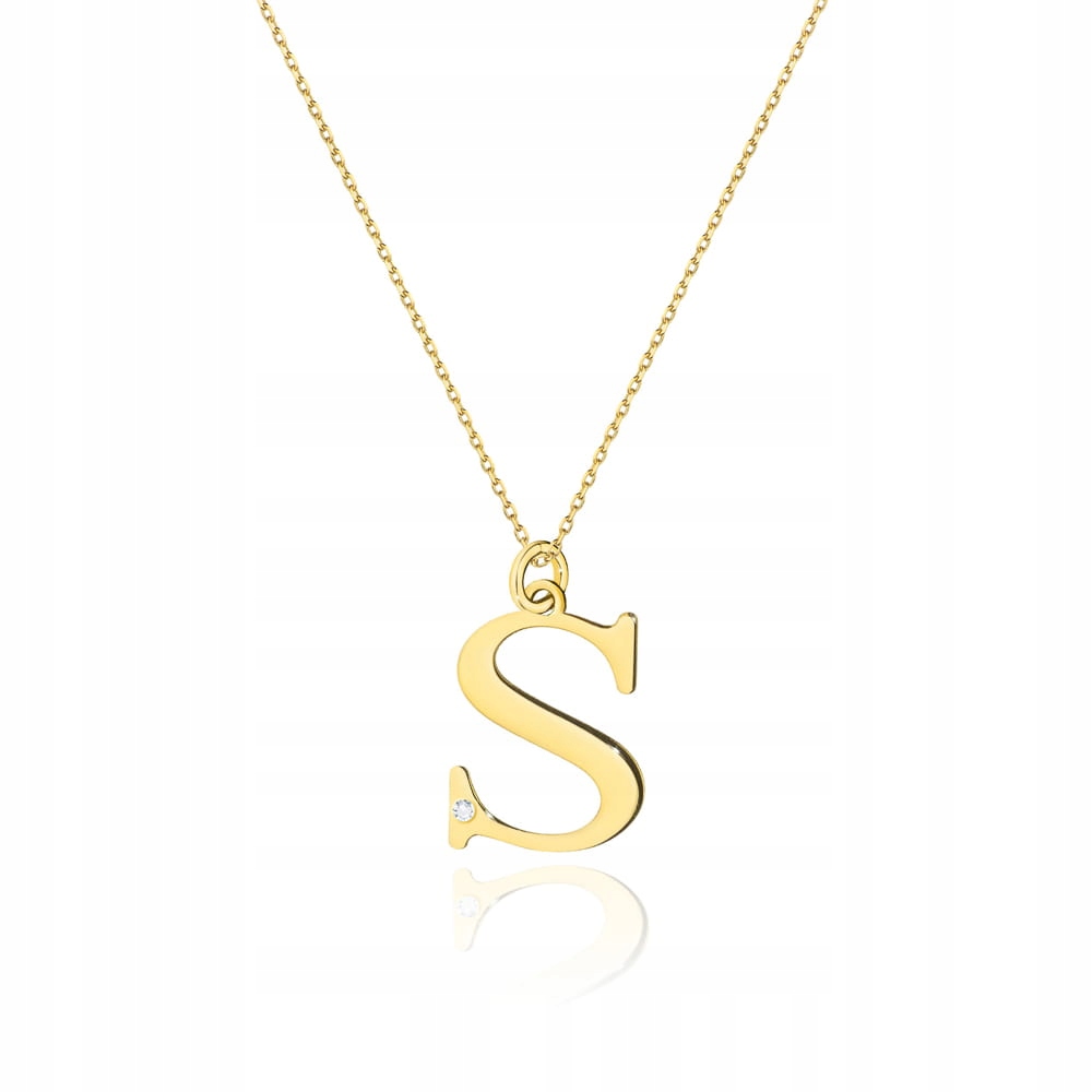Zlatý náhrdelník s písmenem S briliant pr. 585, velké písmeno s diamantem