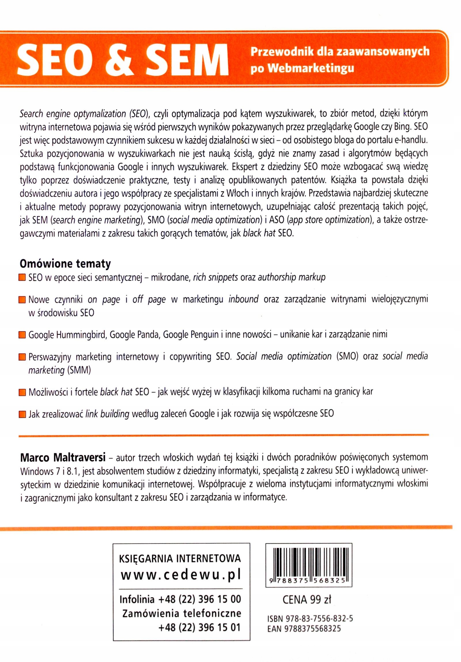 SEO+SEM - Marco Maltraversi [KSIĄŻKA] Stan opakowania oryginalne