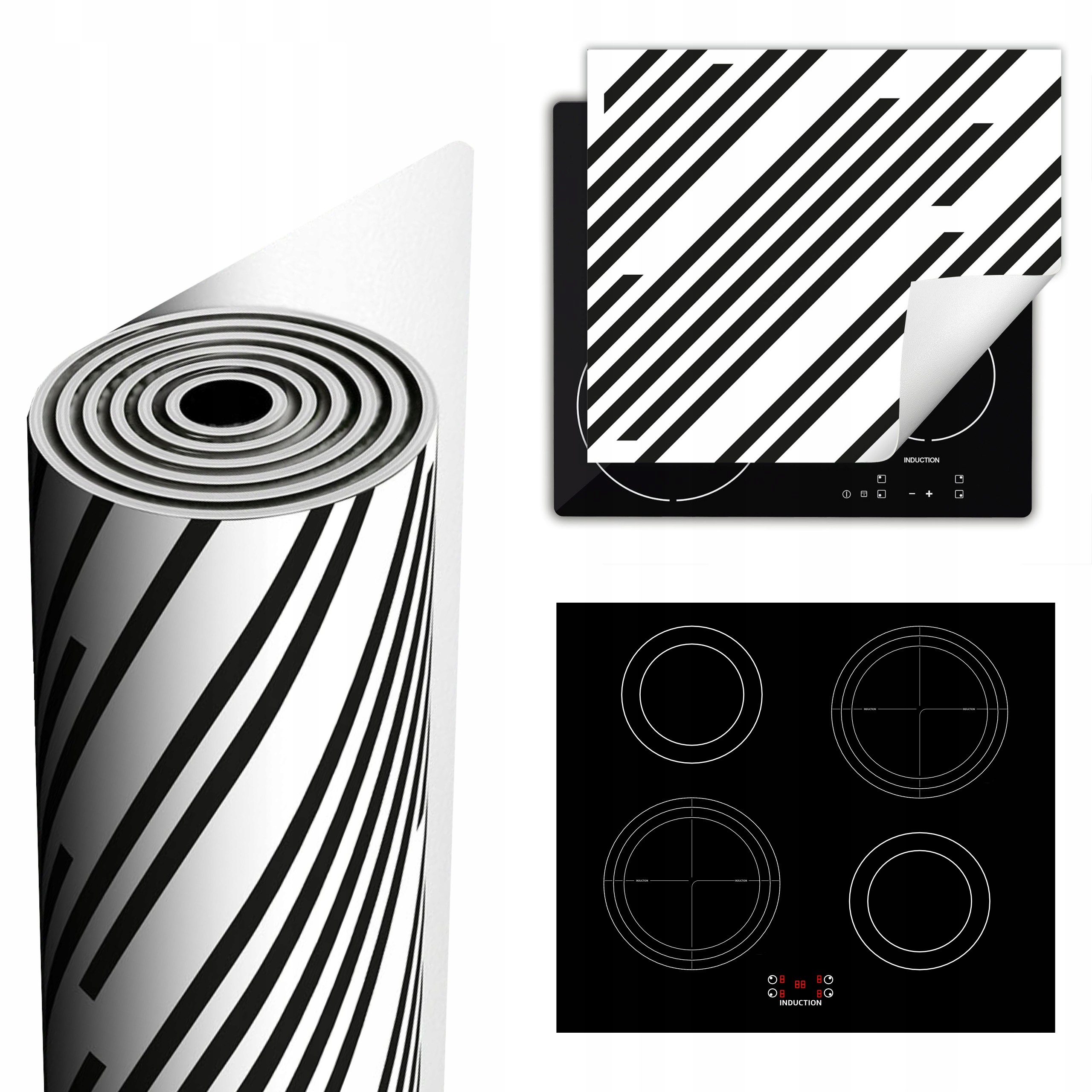 Ochranná Podložka Na Sporák Má Více Místa 60x52 černá pruhy