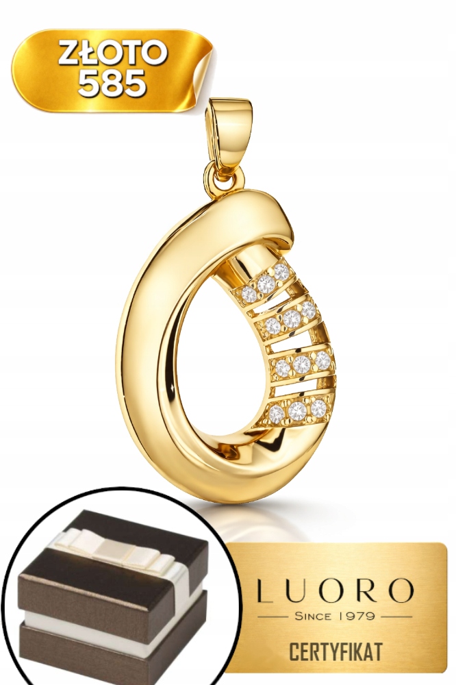 Přívěsek Zlatý 585 14K Slza Zirkony 2,5 CM Elegantní Jemný