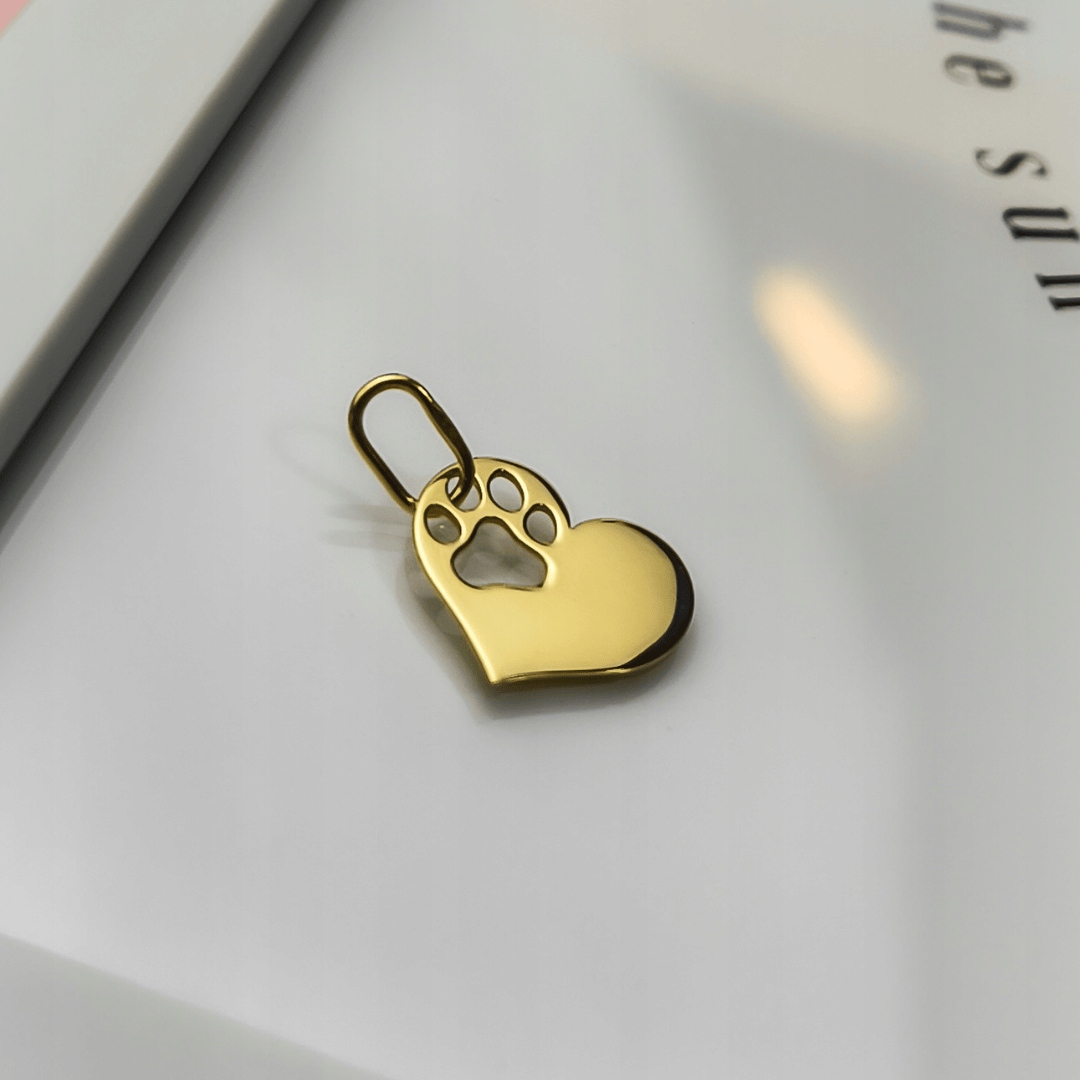 Zlatý přívěsek srdce, tlapky pro gravírování pr. 585