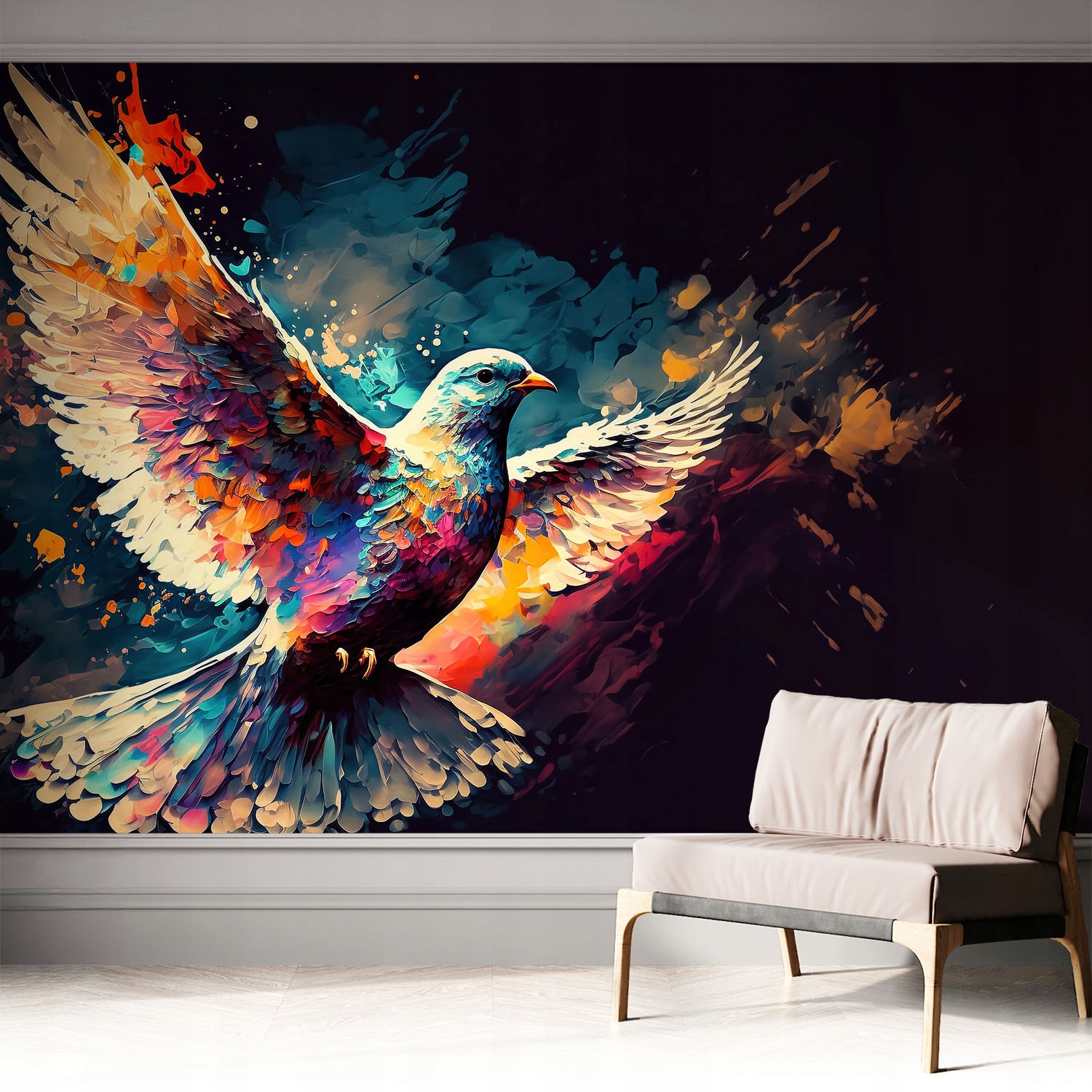 Samolepicí tapeta s 3D nástěnným lepidlem Barevný pták 312 x 219 cm