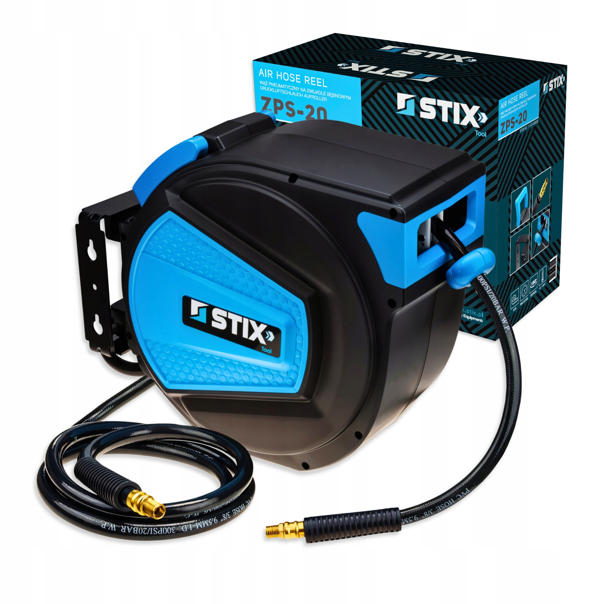 Navíječ Pneumatická Hadice 20 M Automaticky Navíjecí Kabel Buben Stix