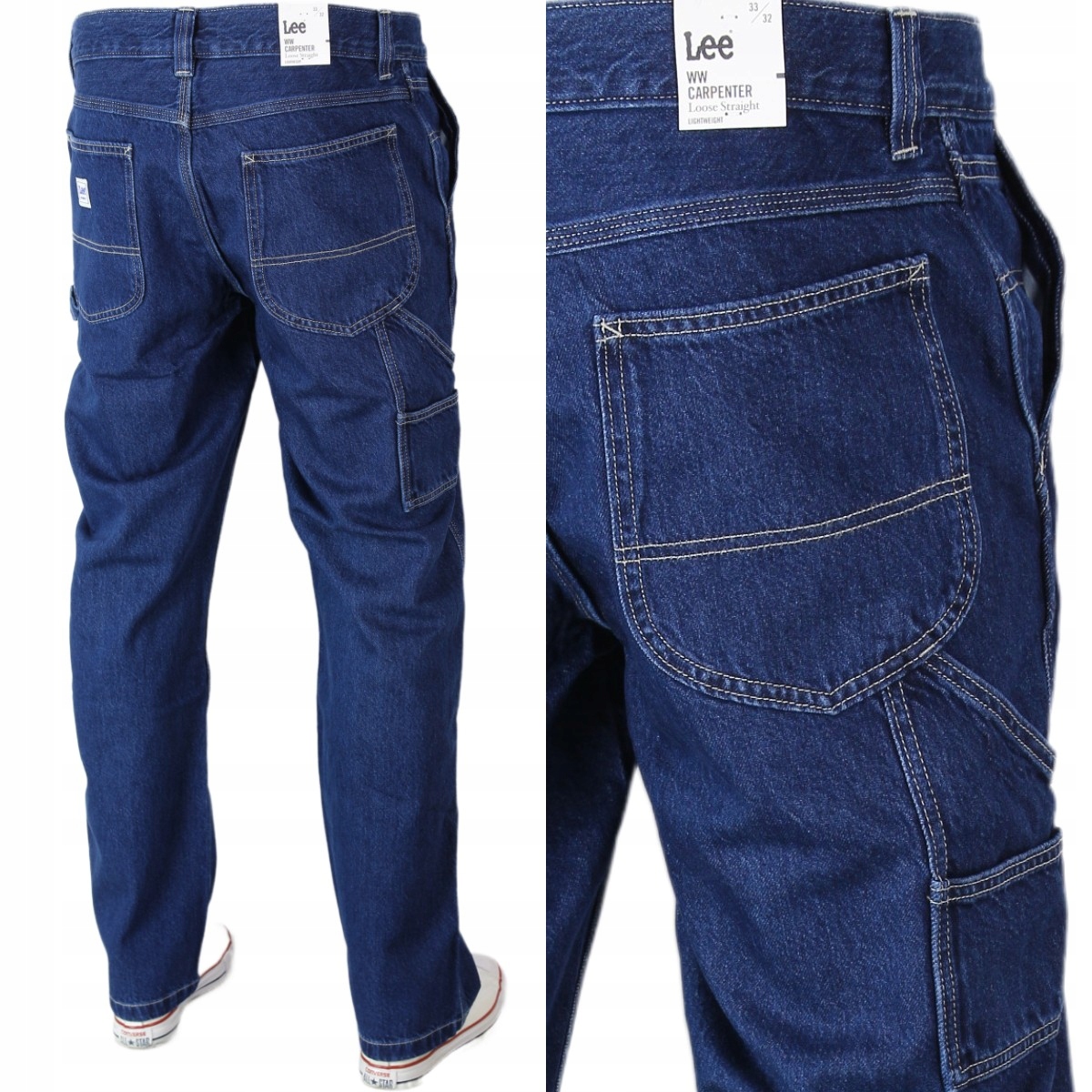 Lee Carpenter Loose Cargo Jeansy Bojówki Jeans Denim " Save It"_ W33 L32
