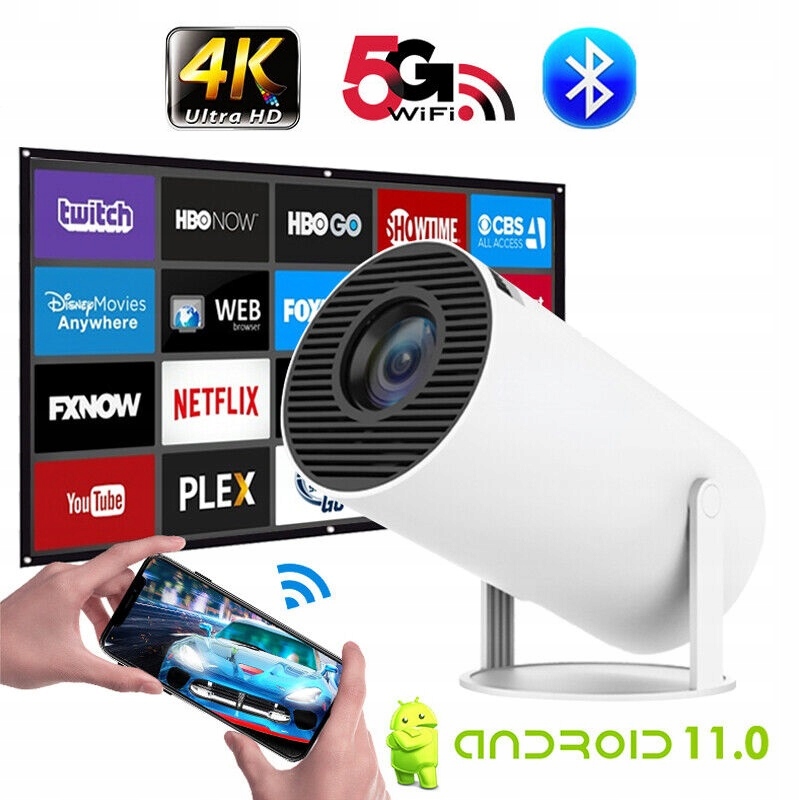 PROJEKTOR RZUTNIK 4K ANDROID TV 11 Wifi6 2.4G/5.8G BT5.0 40-130" Marka Magcubic