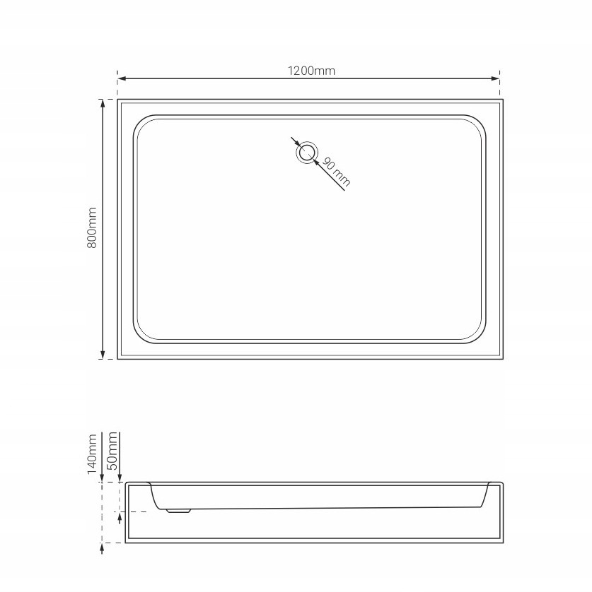 Brodzik prysznicowy 120x80x14 niski akrylowy biały