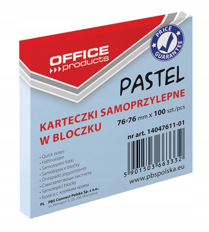 

Bloczek samoprzylepny niebieski karteczki notes