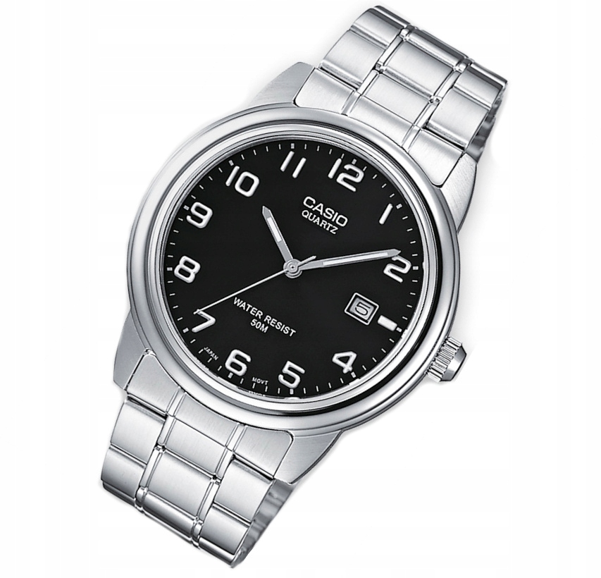 Klasické ocelové pánské hodinky Casio s datumovkou MTP-1221A Box s taškou