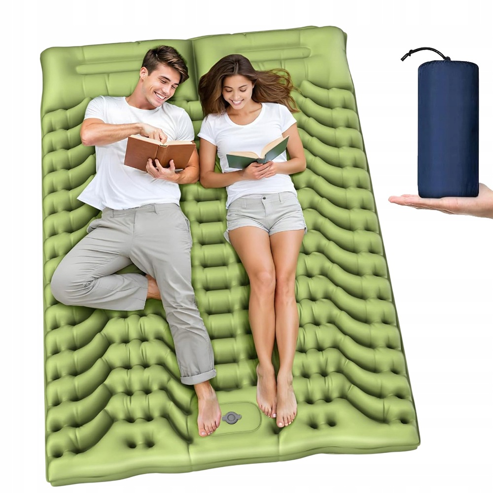 Materac Samopompujący 2-OSOBOWY 200X133 CM Mata Turystyczna Z Pokrowcem