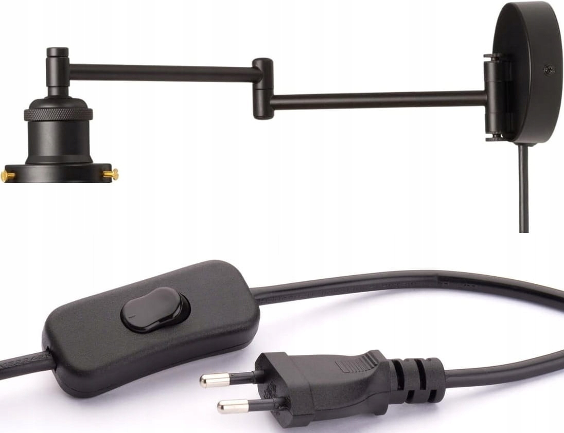 Kinkiet regulowany z kablem wysuwany (stelaż) Czarny