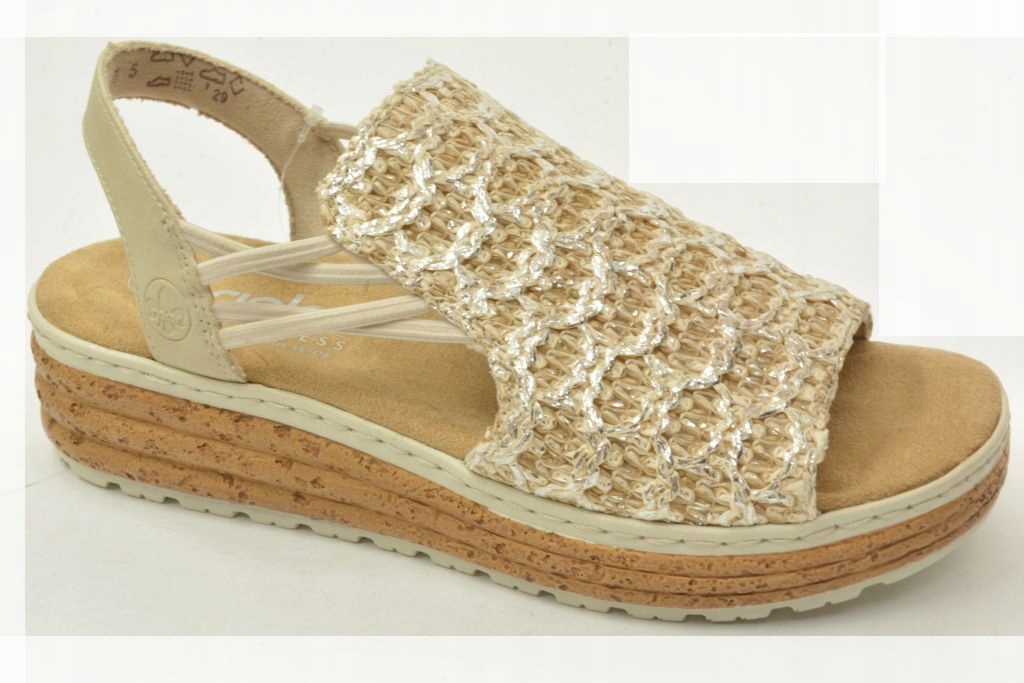 Rieker 62741 Béžové Espadrilky Sandály na platformě vel. 40
