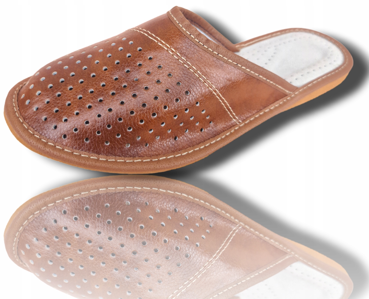 Pantofle Klapki Męskie Skórzane Rozmiar 42 Wsuwane Brązowe Rozmiary 40-46 Rozmiar 42