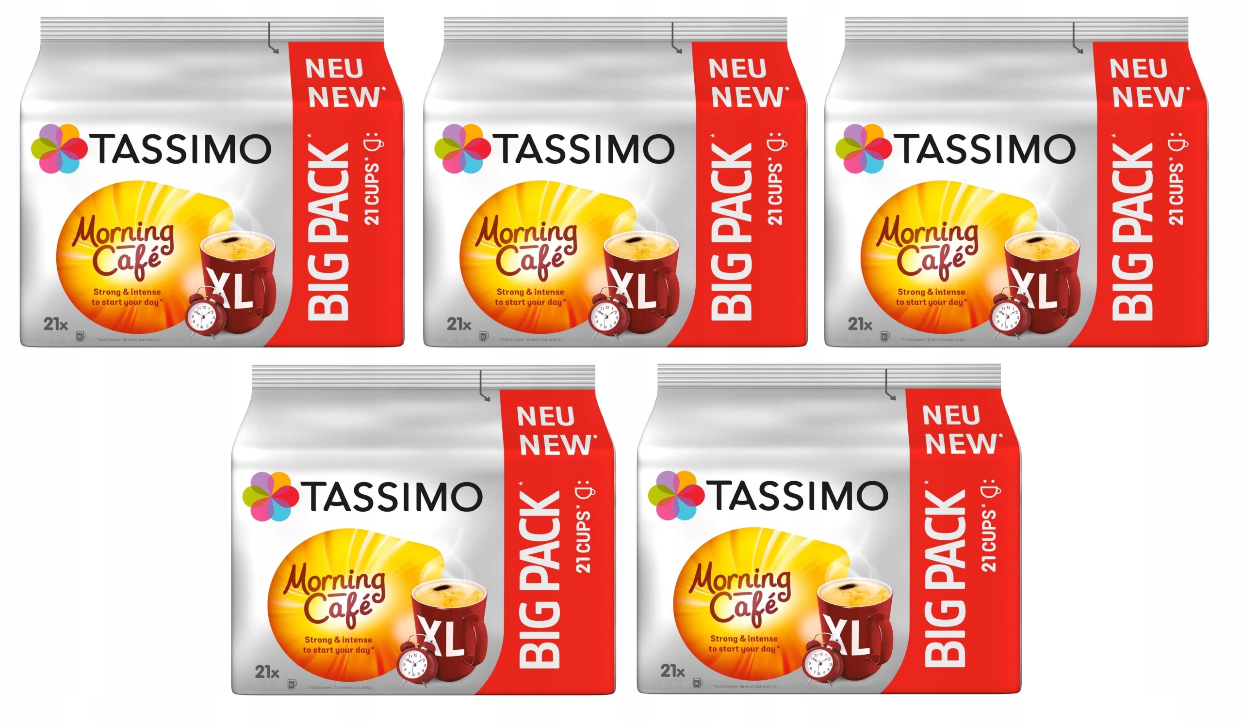 Zestaw 5x Kapsułki Tassimo Morning Cafe XL 21 szt