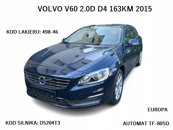 BELKA ZAWIESZENIA OŚ TYŁ ZACISKI VOLVO V60 I LIFT Wersja Europejska