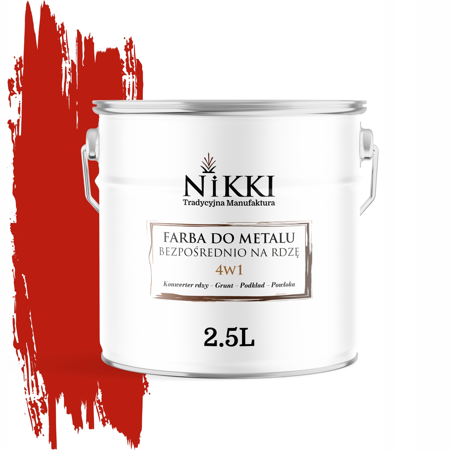 Farba Na Kov Priamo Na Hrdzu Pozinkovaná 4v1 Farba Červená Ral 3020 Mat 2,5L