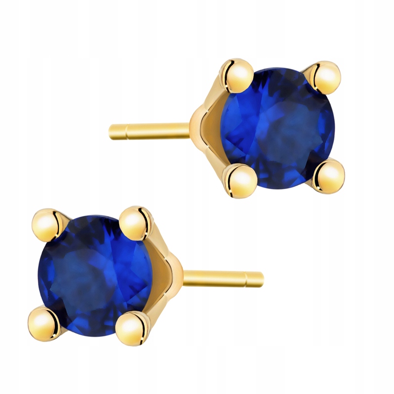 Zlaté Náušnice Dámské Na Tužku pr. 585 Klasické Tmavě modré Zirkony 14k