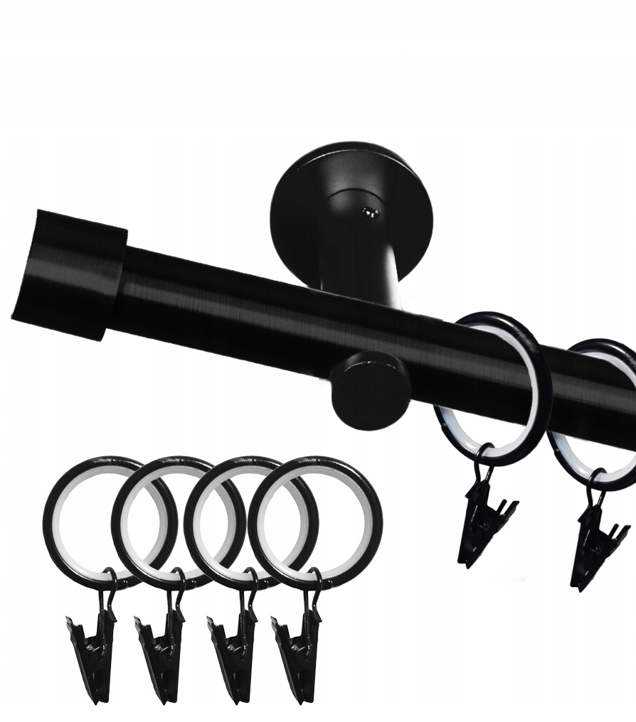 

Karnisz pojedynczy Czarny 19 200 cm ciche kółka