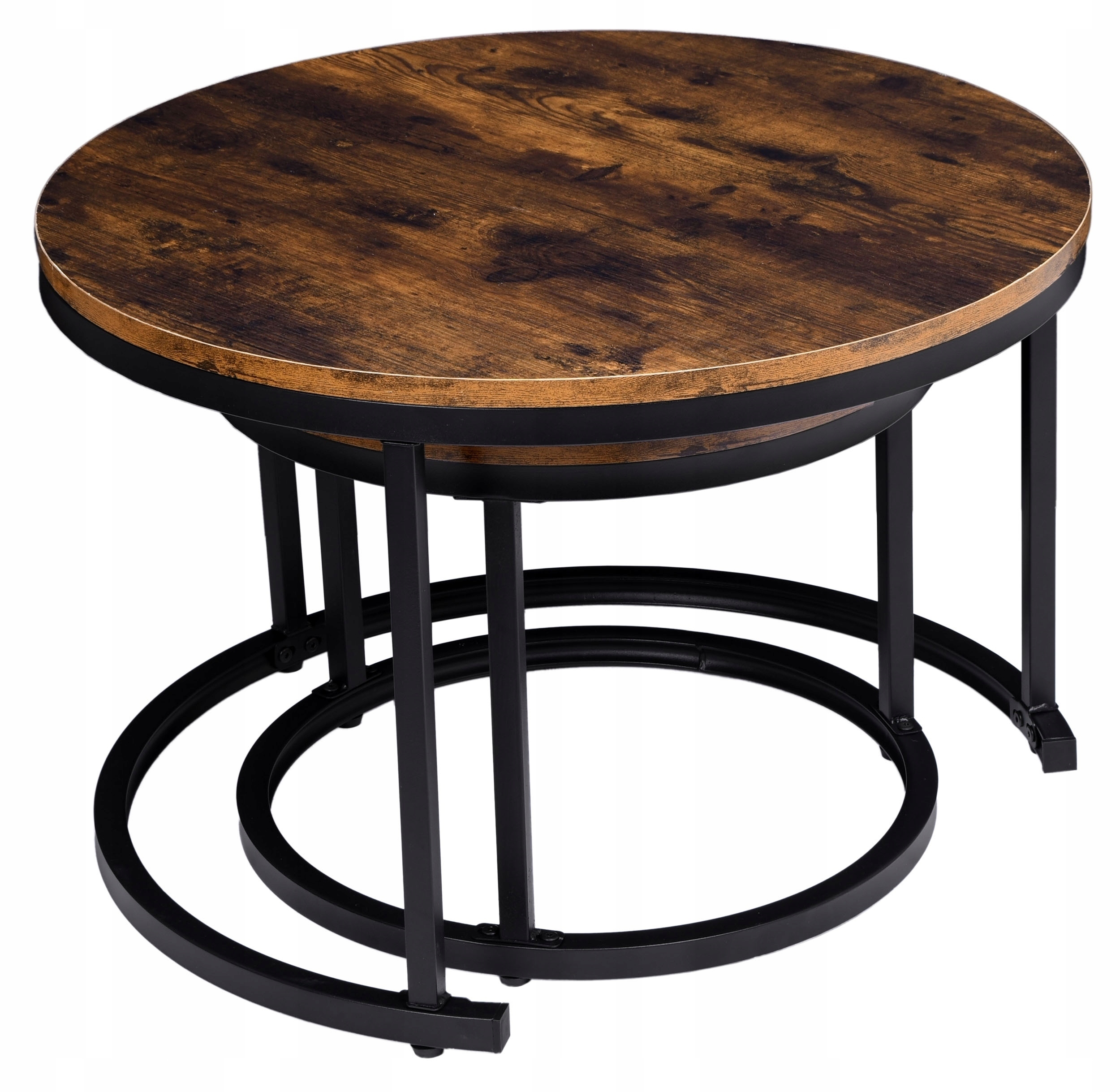 STOLIK KAWOWY RUSTYKALNY OKRĄGŁY ZESTAW STOLIKÓW KAWOWYCH ŁAWA LOFT 2w1 XXL