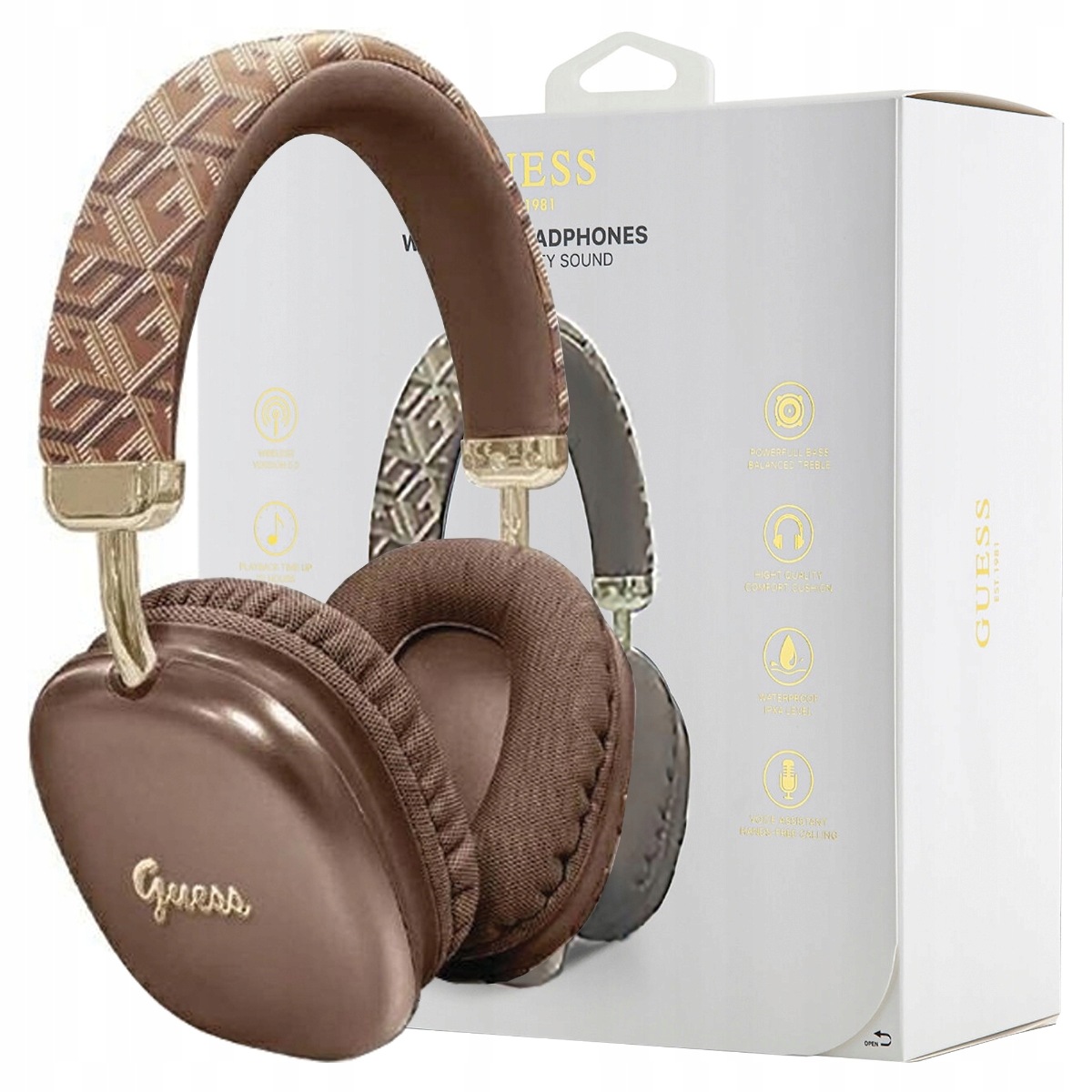 Guess Fülre helyezhető fejhallgató BluetoothGUBHK1GCTCSW barna/brown Gcube Metallic