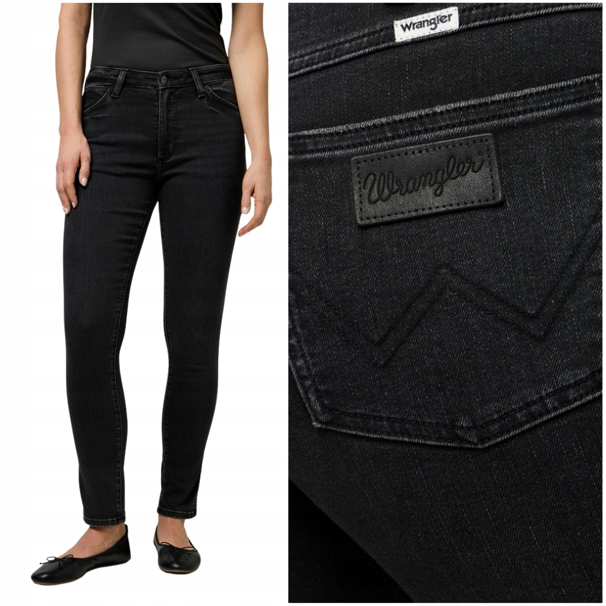 Wrangler Sienna Black Wash dámské džínové kalhoty úzké nohavice 7/8 W30 L32
