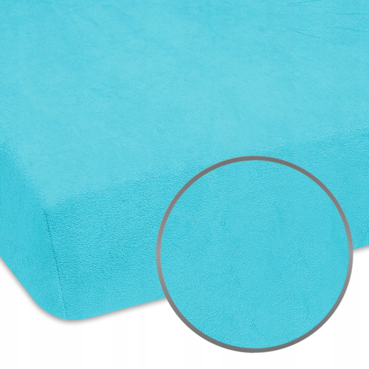 

Prześcieradło turkusowe na gumce frotte 80x180 cm