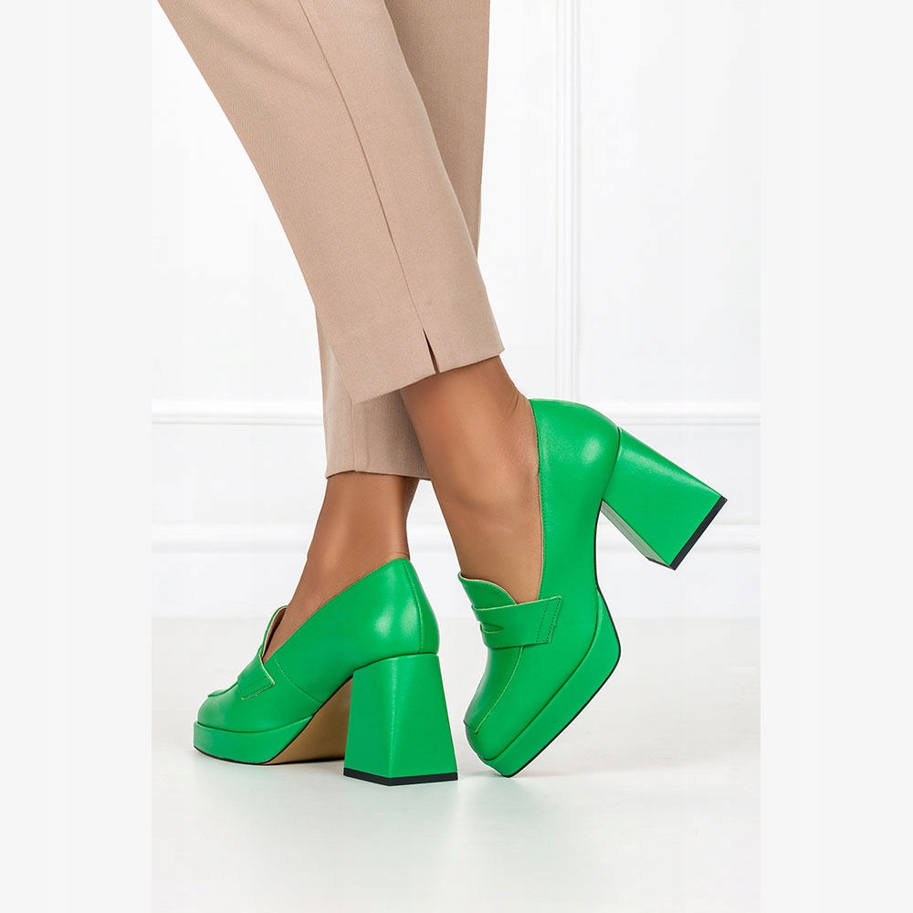 MOKASYNY NA OBCASIE KLOCKU PÓŁBUTY SKÓRZANE r 40 Marka Casu