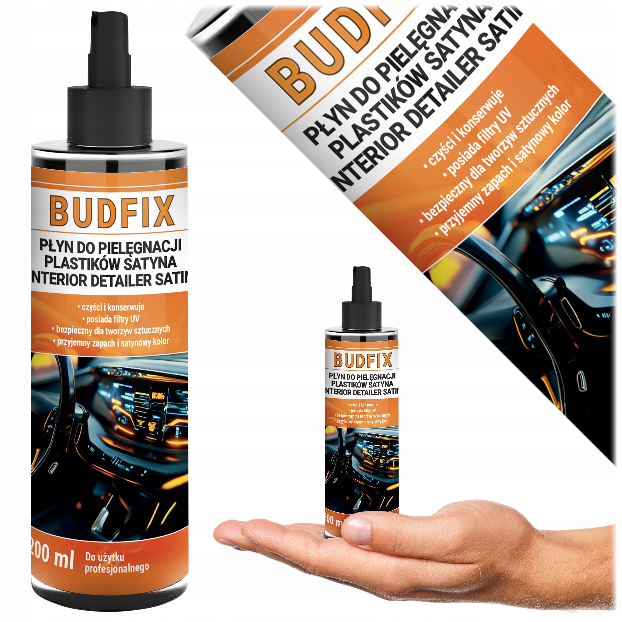 Płyn Do Kokpitu Dressing Satyna 200ml Plastik Konserwuje Antystatyczny