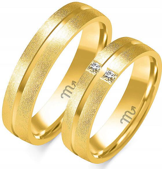 Zlatý snubní prsten na svatba s gravírováním 585, 35 36 37, jedinečný model gravírování