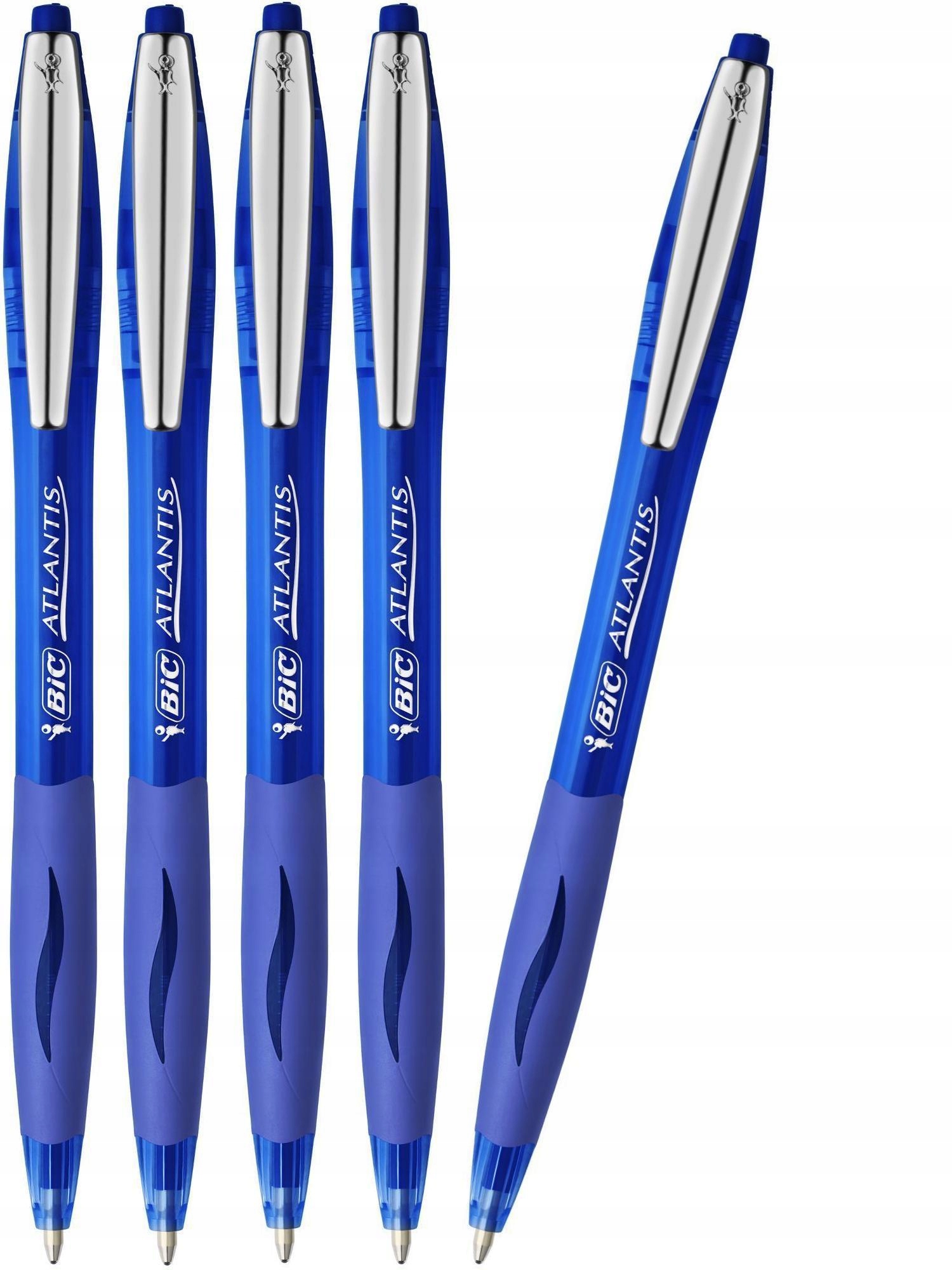 

5X Bic Atlantis Soft Długopis Automat Niebieski
