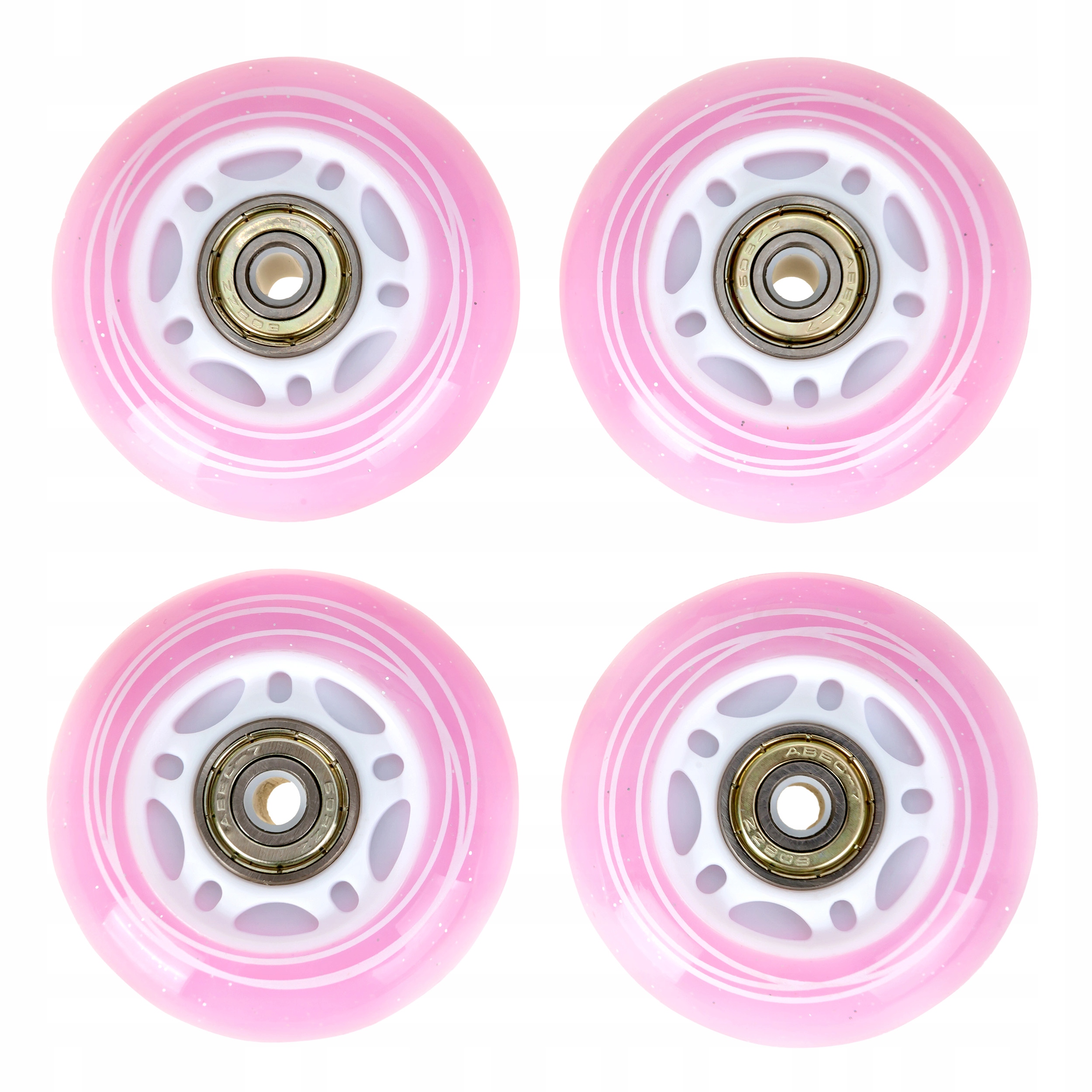 4x Świecące kółka Led do rolek Raven Loret White/Pink 64mm Pu Abec-7