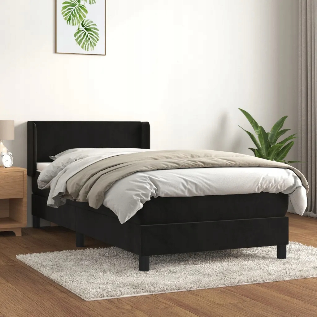 Box spring postel s matrací černá 90x190 cm samet Černý 3130813