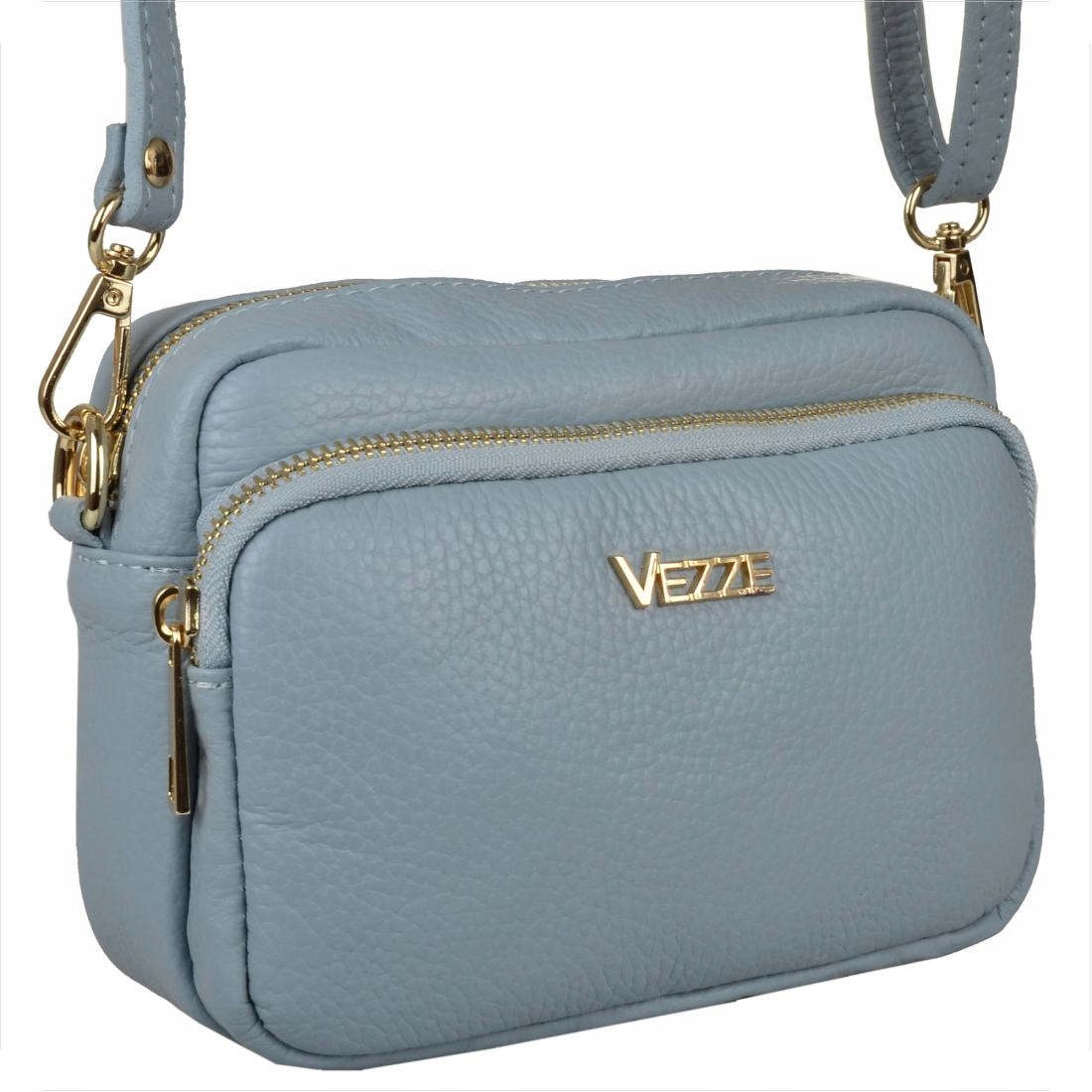 Vezze malá kožená kabelka přes rameno modrá baby blue