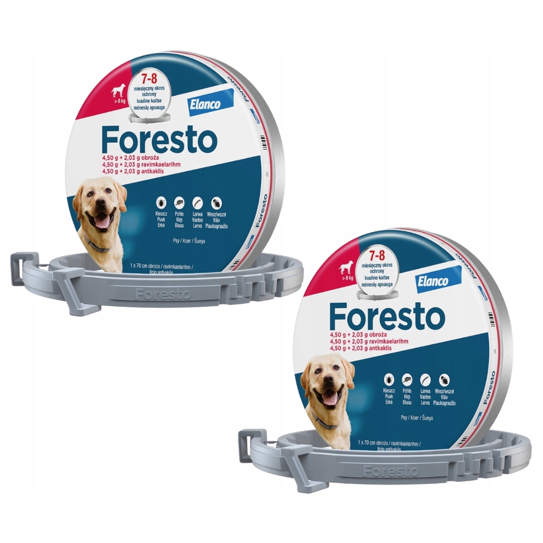 Elanco Foresto obroża dla psa powyżej 8 kg długość 70 cm 2 sztuki