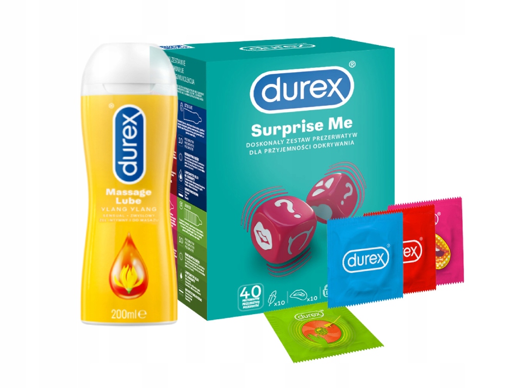

Durex prezerwatywy 40 Surprise Żel intymny Zestaw