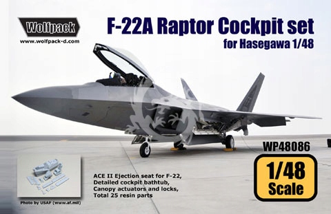 F-22A Raptor Cockpit set (for Hasegawa 1/48), Wolfpack WP48086 měřítko 1/48