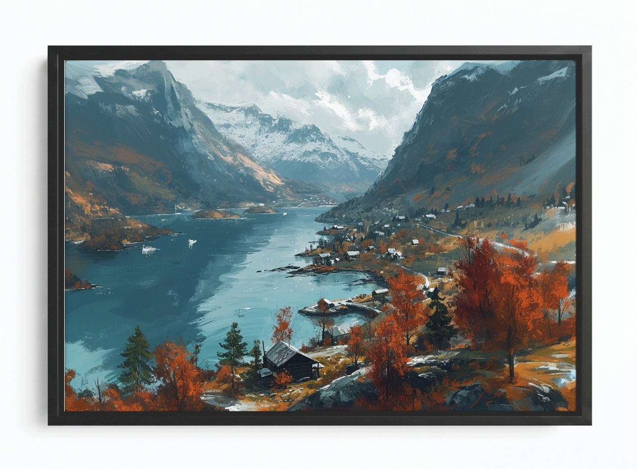 Obraz Rama American Box Krajina Skandinávie Norsko Fiord Hory Pohled 60x40