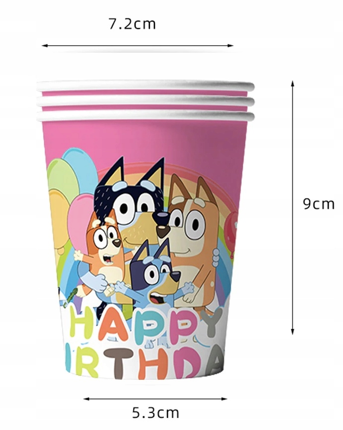 Bluey Bingo KUBECZKI URODZINY 10 szt. GRATIS Pojemność 200 ml