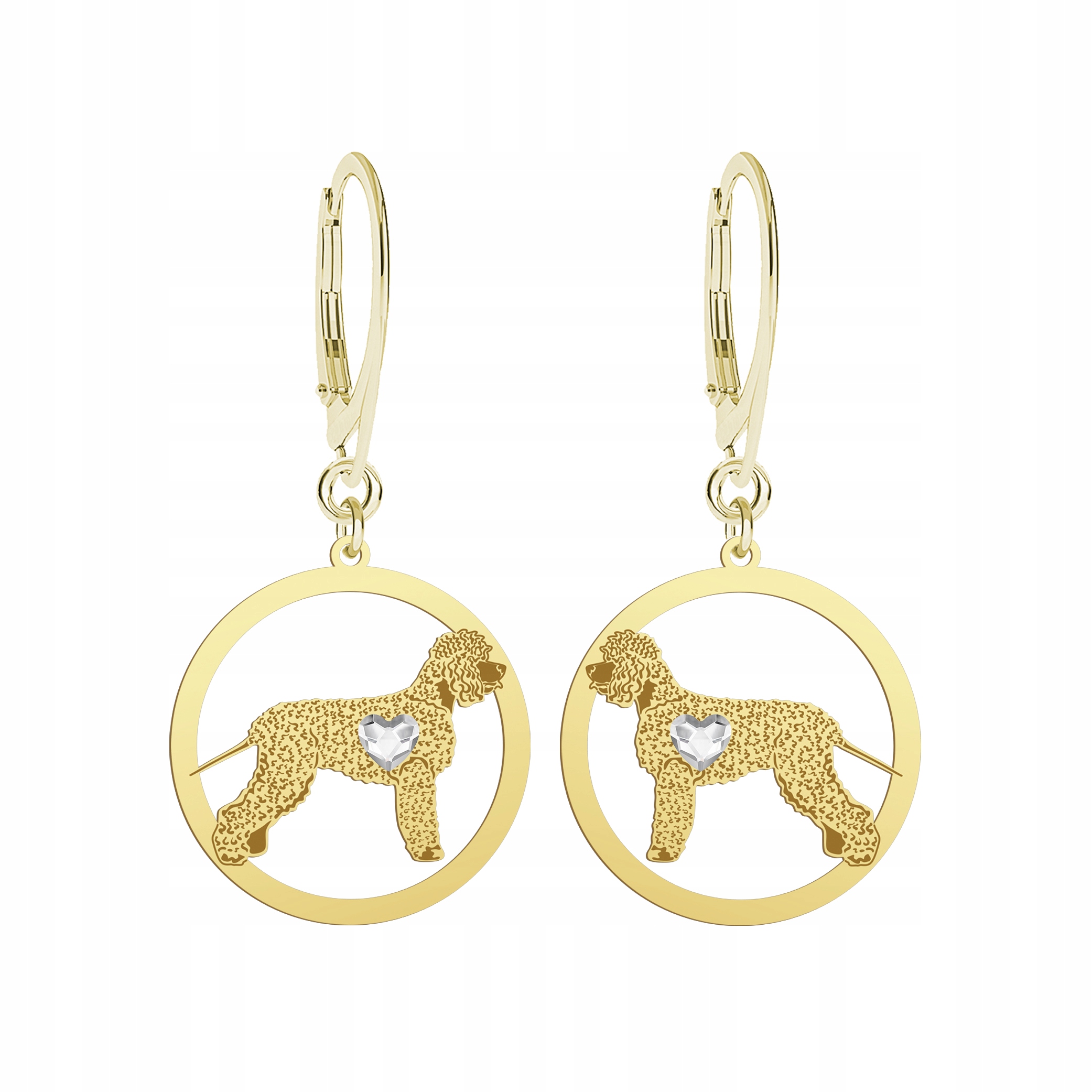 Irský vodní španěl Náušnice Zlaté 925 Dárek Šperky Gravírování Bonus