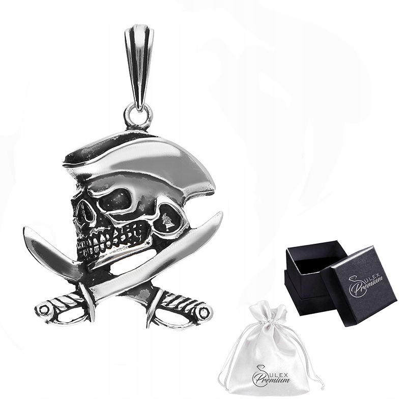 Stříbrný přívěsek ryzost 925 Přívěsek Lebka Pirát se Šavlemi