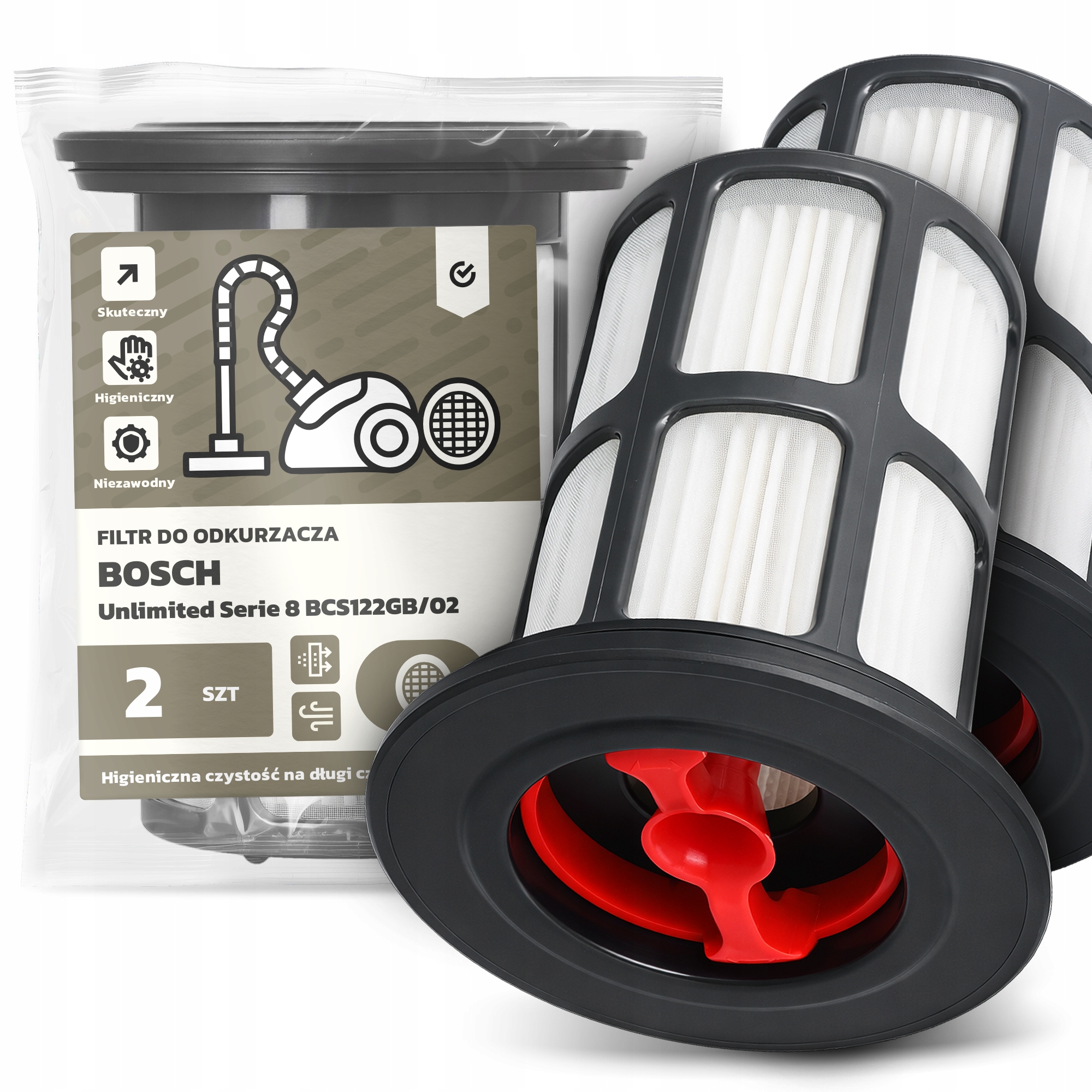2x Filtr Pro Vysavač Bosch Unlimited Serie 8 BCS122GB/02 Hepa Filtry Em-w