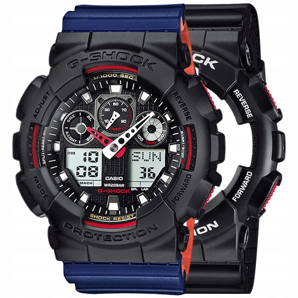 Casio G-Shock Set GA-100-1A4ER Bezel 10358741 Popruh 10527467 200 m Nebeský