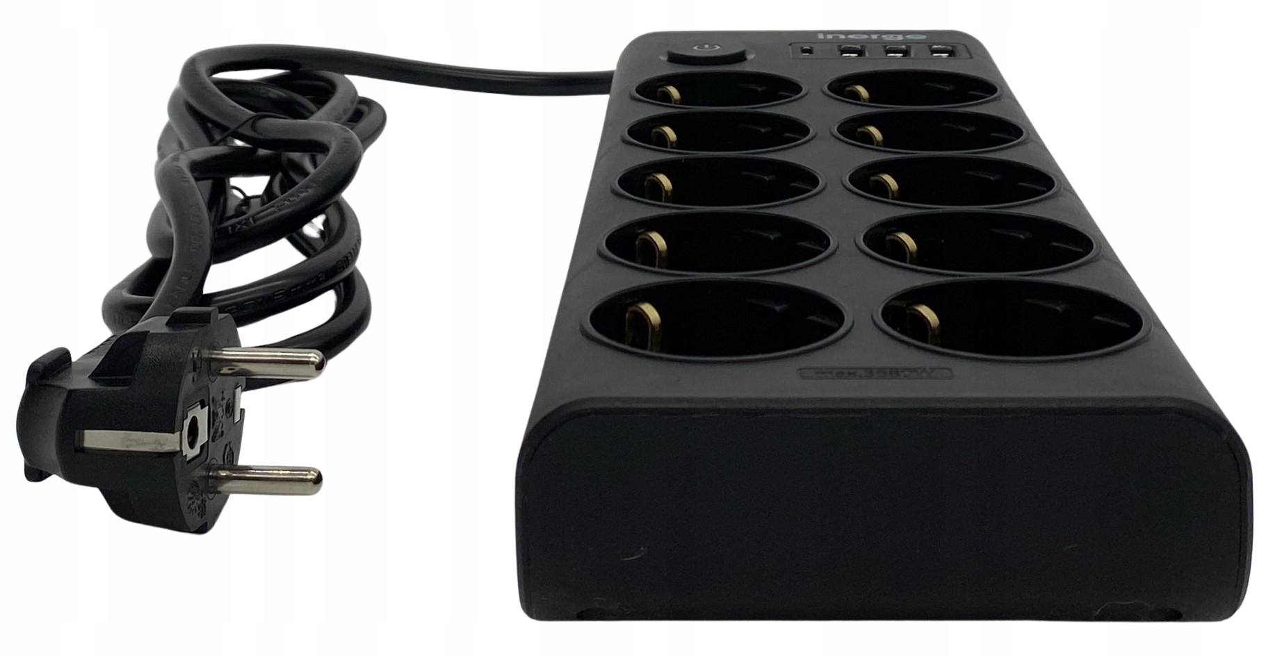 PRZEDŁUŻACZ LISTWA ZASILAJĄCA 10 GNIAZD 2m 4x ŁADOWARKA USB 3x1,5MM² LED Kolor czarny