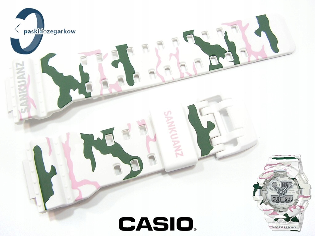 Pásek Casio GA-700 GA-700SKZ GA-700SKZ-7A GA-710 bílý maskáčový