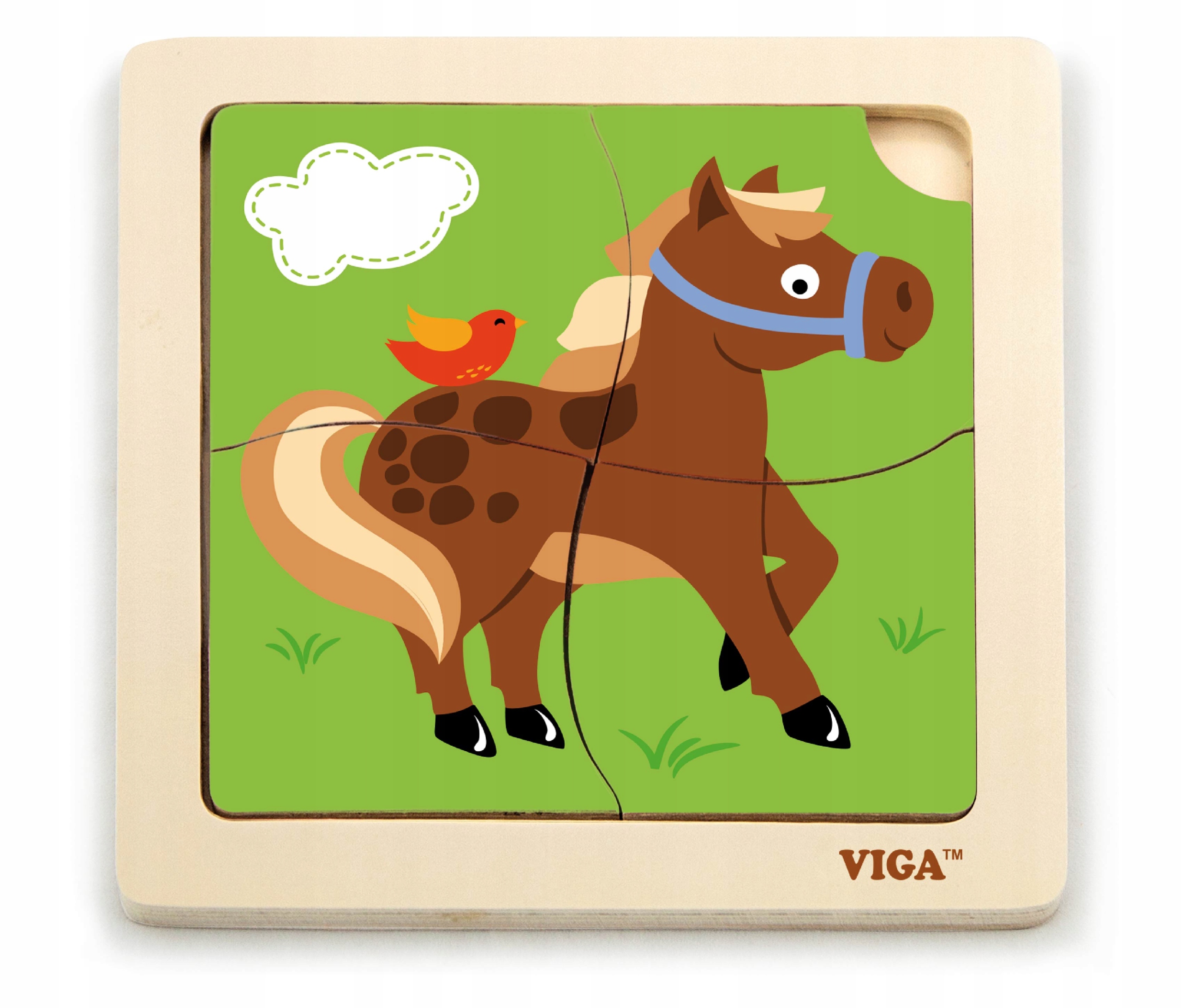 

Viga Drewniane Puzzle Na Podkładce Konik 18m+