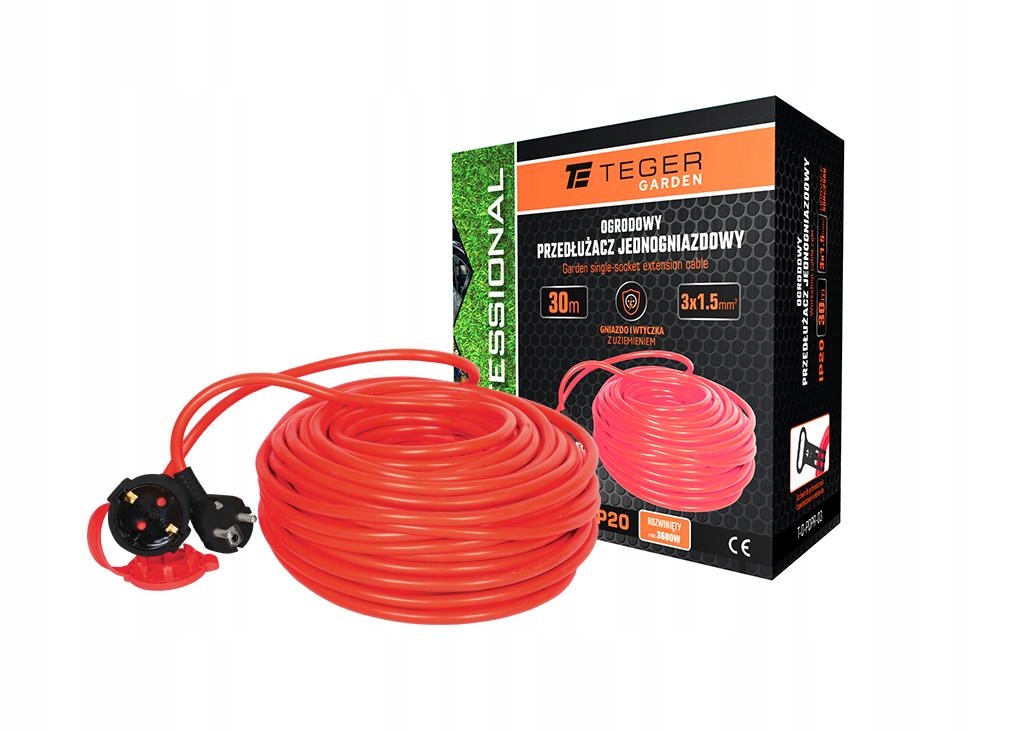 Predlžovací Kábel s jednou zásuvkou, záhradný Professional, 3X1,5mm, IP20, H05VV-F,