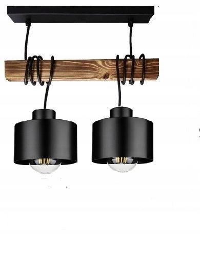 

Lampa żyrandol drewno 2xE27 Loft Czarna druciak