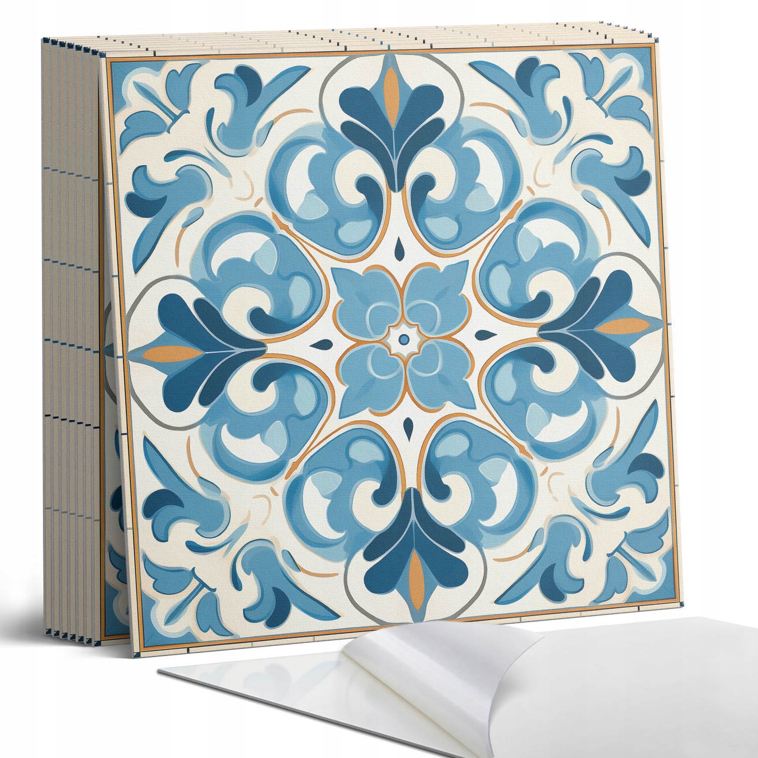 Vinylové dlaždice S Potiskem Rostlinná harmonie v symetrii 9 x 30 x 30 cm