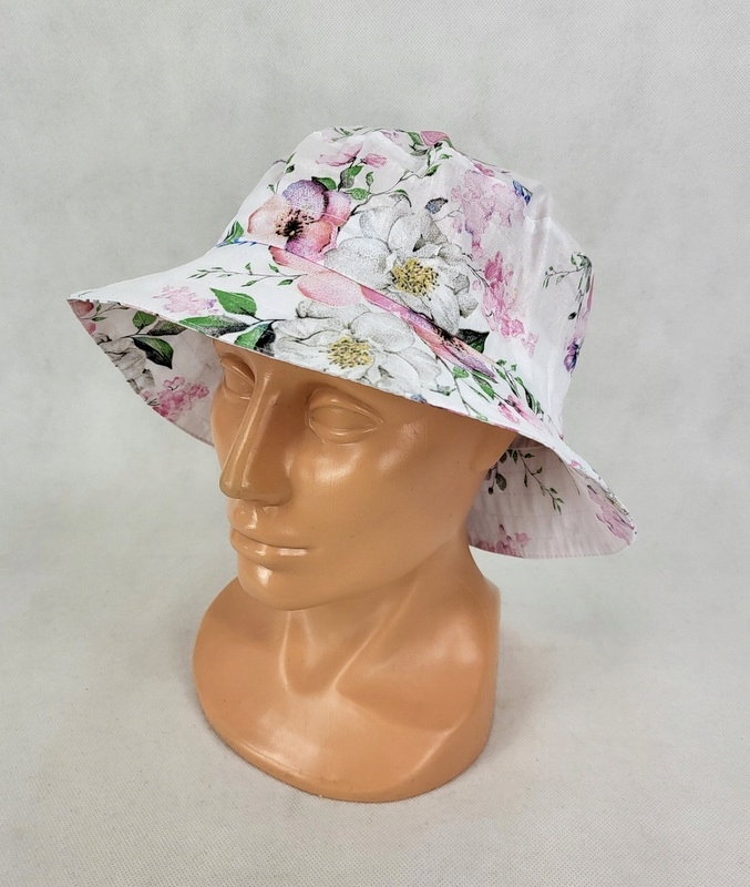 588 KAPELUSZ letni BIAŁY wzór 100% BAWEŁNA L Wzór dominujący kwiaty