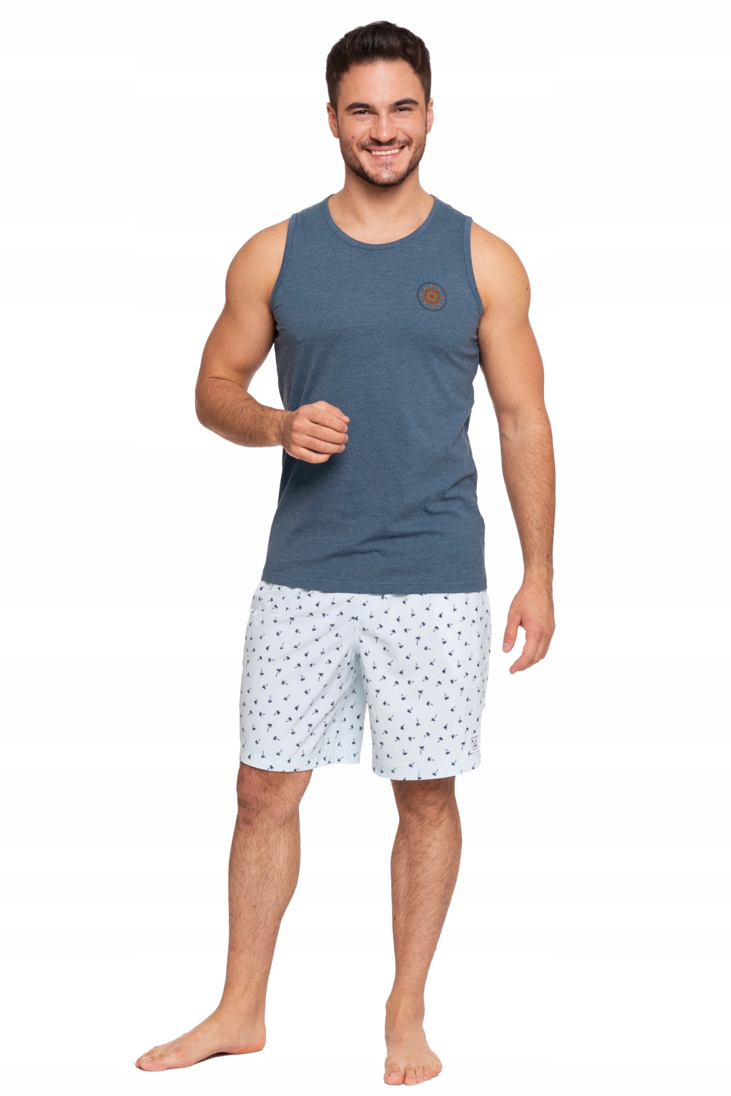 KOSZULKA NA RAMIĄCZKACH MĘSKA BEZRĘKAWNIK NA LATO MORAJ NIEBIESKI R.XL Rozmiar XL