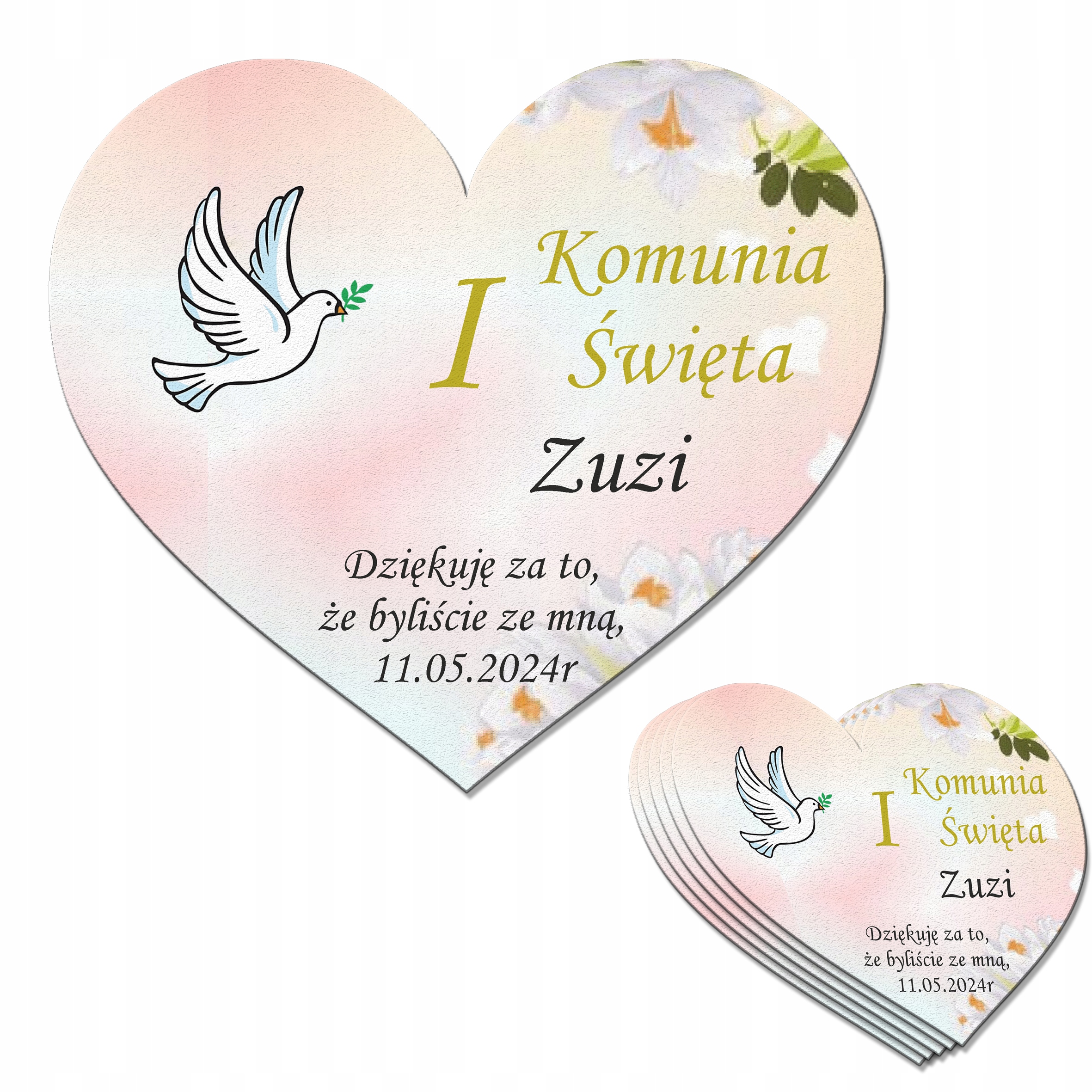 Podziękowania dla Gości na Komunię pamiątka magnes 5 szt